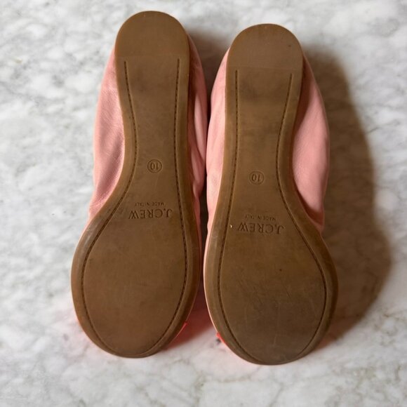 J.Crew Leather Ballet Flats Color Block Blush Coral Pink Size 10 - Picture 2 of 10
